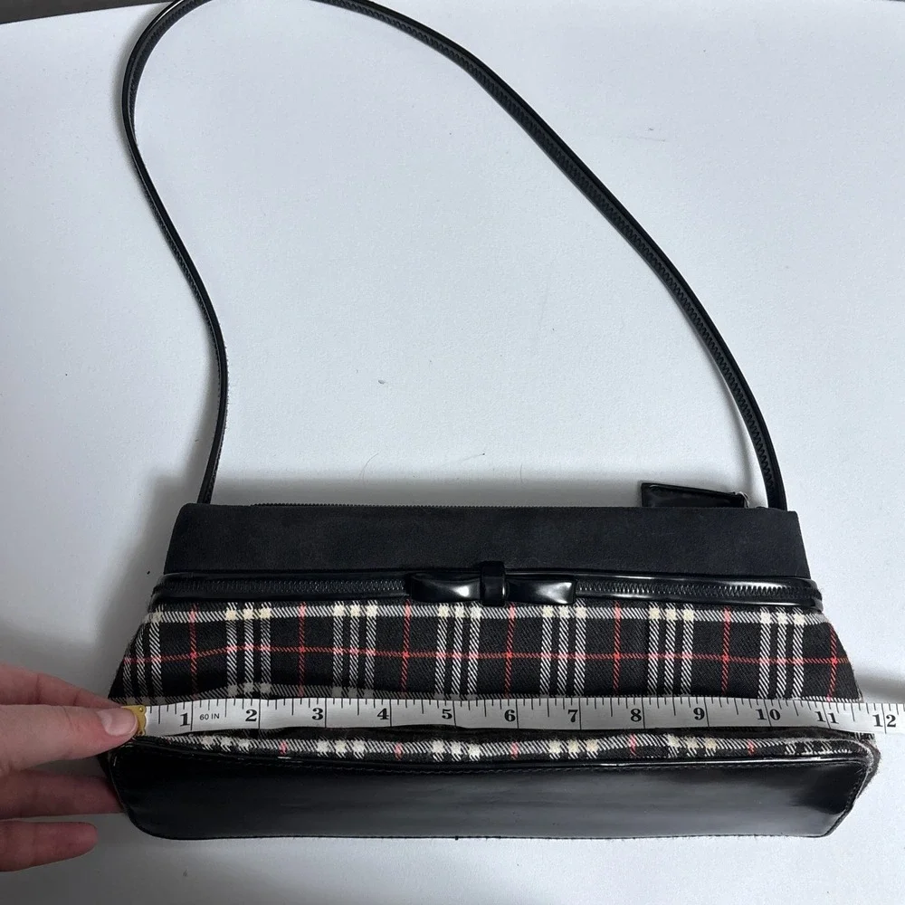 Vintage M.C. Marc Chantral Bagette Shoulder‎ Bag Purse Plaid Patent Leather y2k